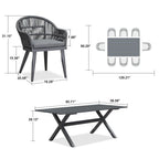 PURPLE LEAF Patio Dining Set with Outdoor Aluminium Dining Table and Woven Rattan Chairs