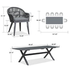 PURPLE LEAF Patio Dining Set with Outdoor Aluminium Dining Table and Woven Rattan Chairs