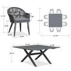 PURPLE LEAF Patio Dining Set with Outdoor Aluminium Dining Table and Woven Rattan Chairs