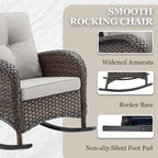 Patio Rocking Chair Ottoman with Table - Brown