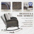 Patio Rocking Chair Ottoman with Table - Brown