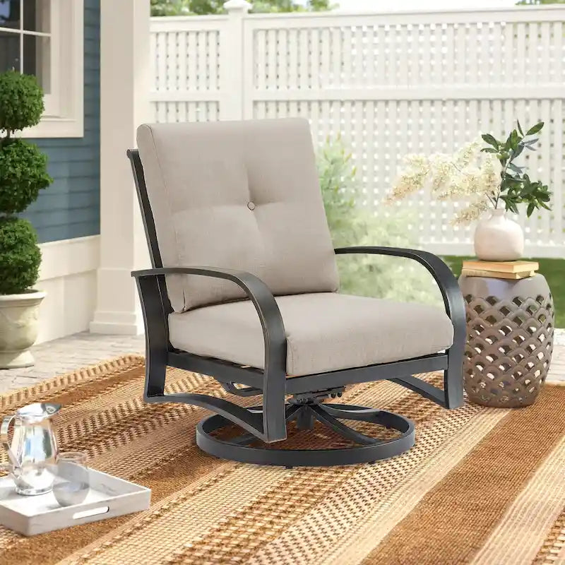 Outdoor Club Chair, Patio Aluminum Single Chair with Sunbrella Fabric Cushion