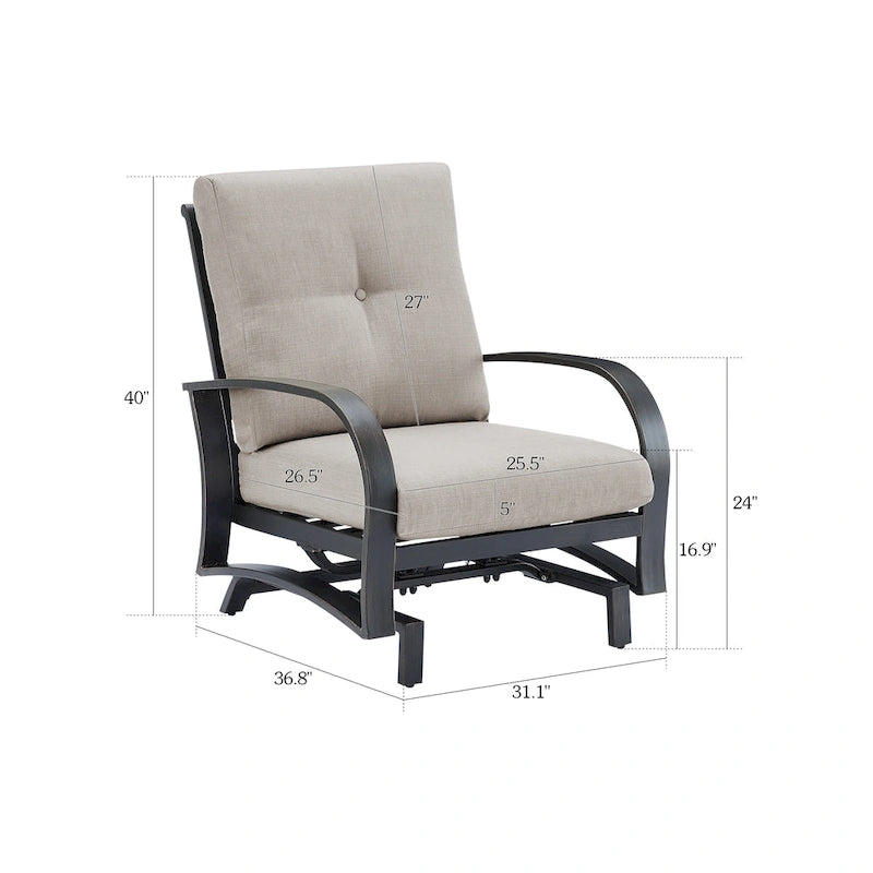 Outdoor Club Chair, Patio Aluminum Single Chair with Sunbrella Fabric Cushion