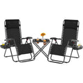 Yaheetech 3pcs 26in Outdoor Zero Gravity Chairs with Table, Camping Chairs with Side Table - N/A