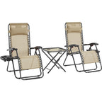 Yaheetech 3pcs 26in Outdoor Zero Gravity Chairs with Table, Camping Chairs with Side Table - N/A