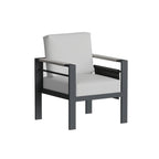 Outdoor Aluminum Club Chairs with Braided Rope Armrests Movable Side Pocket and Cushions (Set of 2)