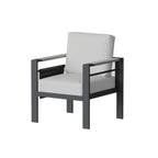 Outdoor Aluminum Club Chairs with Braided Rope Armrests Movable Side Pocket and Cushions (Set of 2)