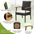 9 PCS Patio Rattan Dining Set Outdoor Table&Chair Set w/ Umbrella Hole