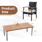 9 PCS Patio Rattan Dining Set Outdoor Table&Chair Set w/ Umbrella Hole