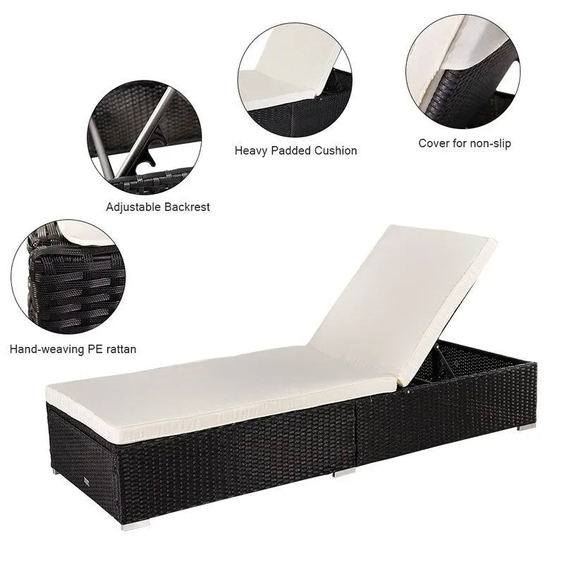 Patio Leisure Rattan Furniture Pool Bed / Chaise (Single Sheet)