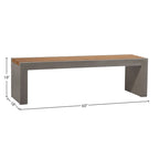 Alania 60-inch Concrete and Teak Indoor-Outdoor Bench - N/A