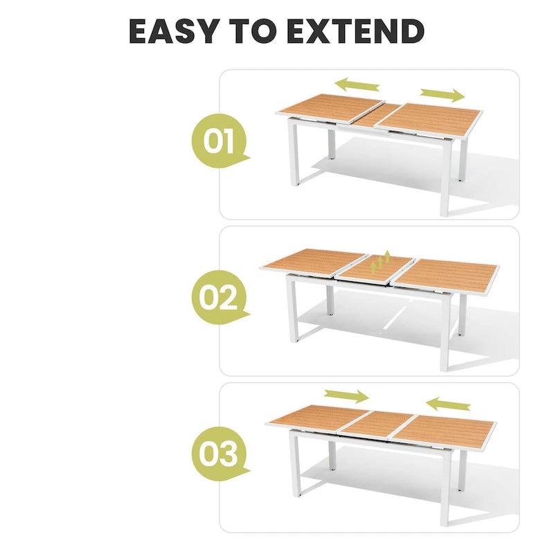 Pellebant Outdoor Aluminum Dining Table Patio Extension Table - 83.1 / 63.2 (L) x 33.66 W x 30.51 H