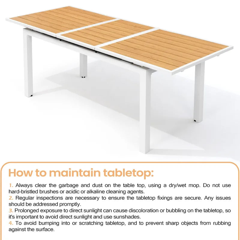 Pellebant Outdoor Aluminum Dining Table Patio Extension Table - 83.1 / 63.2 (L) x 33.66 W x 30.51 H