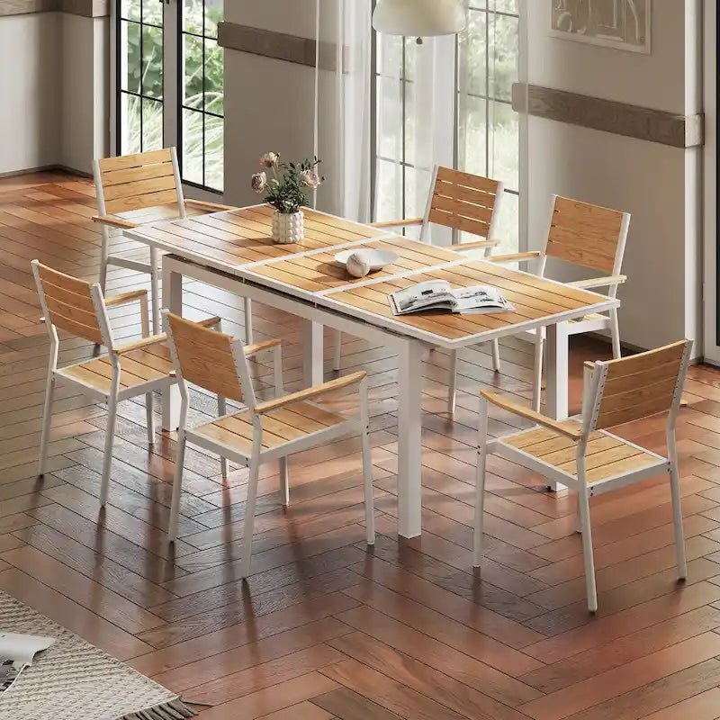 Pellebant Outdoor Aluminum Dining Table Patio Extension Table - 83.1 / 63.2 (L) x 33.66 W x 30.51 H