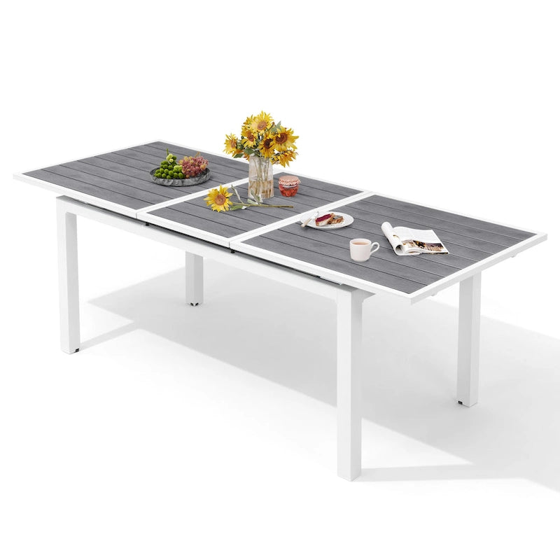 Pellebant Outdoor Aluminum Dining Table Patio Extension Table - 83.1 / 63.2 (L) x 33.66 W x 30.51 H