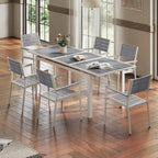 Pellebant Outdoor Aluminum Dining Table Patio Extension Table - 83.1 / 63.2 (L) x 33.66 W x 30.51 H