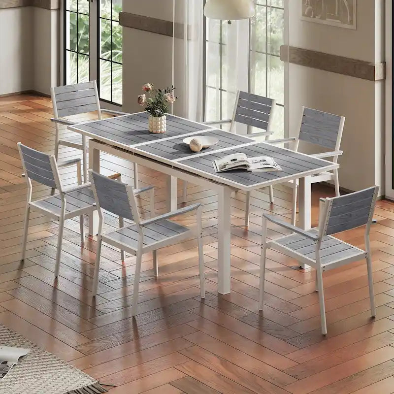 Pellebant Outdoor Aluminum Dining Table Patio Extension Table - 83.1 / 63.2 (L) x 33.66 W x 30.51 H