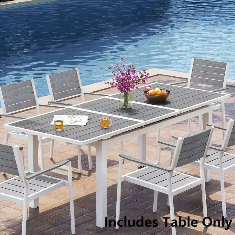 Pellebant Outdoor Aluminum Dining Table Patio Extension Table - 83.1 / 63.2 (L) x 33.66 W x 30.51 H