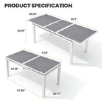Pellebant Outdoor Aluminum Dining Table Patio Extension Table - 83.1 / 63.2 (L) x 33.66 W x 30.51 H