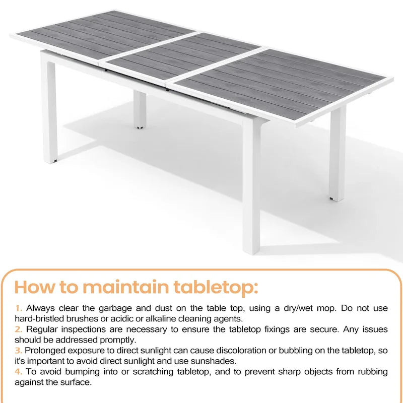 Pellebant Outdoor Aluminum Dining Table Patio Extension Table - 83.1 / 63.2 (L) x 33.66 W x 30.51 H