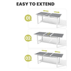 Pellebant Outdoor Aluminum Dining Table Patio Extension Table - 83.1 / 63.2 (L) x 33.66 W x 30.51 H