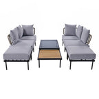 8-Piece Patio Sectional Sofa Set with Tempered Glass Coffee Table and Wooden Coffee Table for Outdoor Oasis, Garden