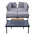 8-Piece Patio Sectional Sofa Set with Tempered Glass Coffee Table and Wooden Coffee Table for Outdoor Oasis, Garden