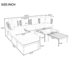 8-Piece Patio Sectional Sofa Set with Tempered Glass Coffee Table and Wooden Coffee Table for Outdoor Oasis, Garden