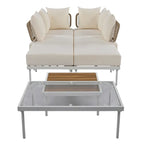 8-Piece Patio Sectional Sofa Set with Tempered Glass Coffee Table and Wooden Coffee Table for Outdoor Oasis, Garden