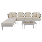 8-Piece Patio Sectional Sofa Set with Tempered Glass Coffee Table and Wooden Coffee Table for Outdoor Oasis, Garden