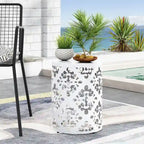 Metal end Table Outdoor Side Table for Patio,Concrete Side Table Tree Stump Side Table,Garden Stool Side Table