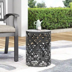 Metal end Table Outdoor Side Table for Patio,Concrete Side Table Tree Stump Side Table,Garden Stool Side Table