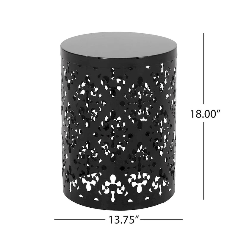 Metal end Table Outdoor Side Table for Patio,Concrete Side Table Tree Stump Side Table,Garden Stool Side Table