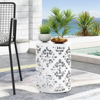 Metal end Table Outdoor Side Table for Patio,Concrete Side Table Tree Stump Side Table,Garden Stool Side Table