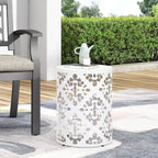 Metal end Table Outdoor Side Table for Patio,Concrete Side Table Tree Stump Side Table,Garden Stool Side Table