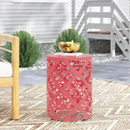 Metal end Table Outdoor Side Table for Patio,Concrete Side Table Tree Stump Side Table,Garden Stool Side Table