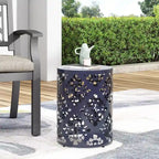 Metal end Table Outdoor Side Table for Patio,Concrete Side Table Tree Stump Side Table,Garden Stool Side Table