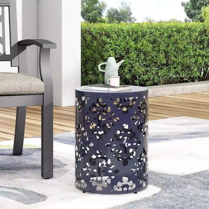 Metal end Table Outdoor Side Table for Patio,Concrete Side Table Tree Stump Side Table,Garden Stool Side Table
