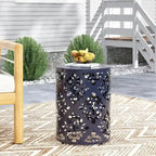 Metal end Table Outdoor Side Table for Patio,Concrete Side Table Tree Stump Side Table,Garden Stool Side Table
