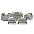 Milo Gray 7 Piece Sunbrella Outdoor Patio Motion Fire Set