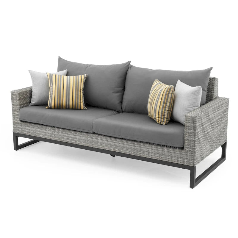 Milo Gray 7 Piece Sunbrella Outdoor Patio Motion Fire Set