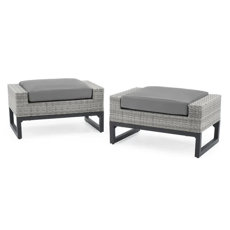 Milo Gray 7 Piece Sunbrella Outdoor Patio Motion Fire Set
