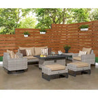 Milo Gray 7 Piece Sunbrella Outdoor Patio Motion Fire Set