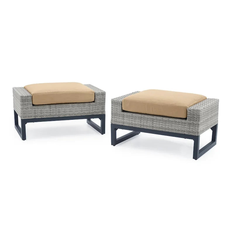 Milo Gray 7 Piece Sunbrella Outdoor Patio Motion Fire Set