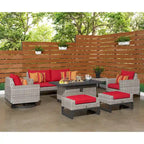Milo Gray 7 Piece Sunbrella Outdoor Patio Motion Fire Set