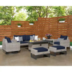 Milo Gray 7 Piece Sunbrella Outdoor Patio Motion Fire Set