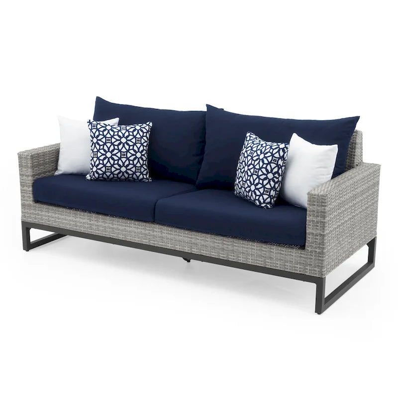 Milo Gray 7 Piece Sunbrella Outdoor Patio Motion Fire Set