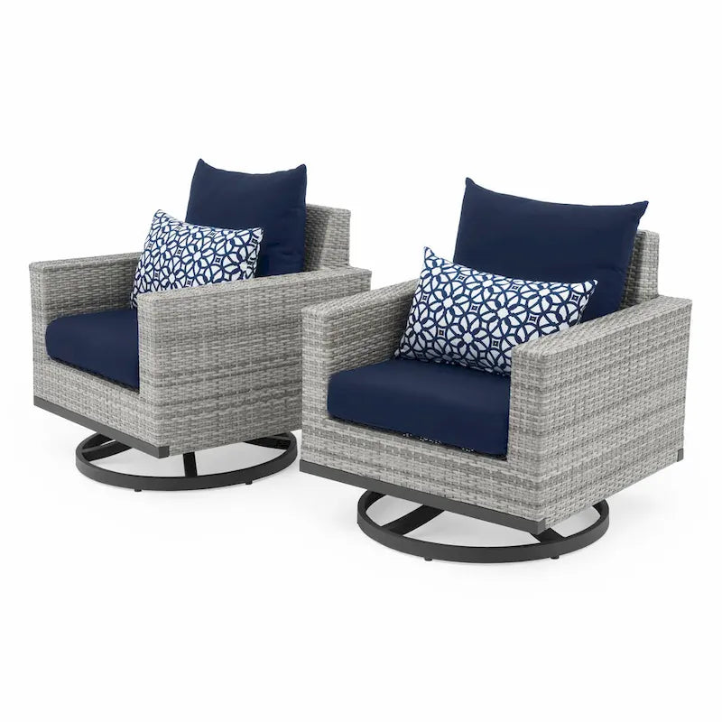 Milo Gray 7 Piece Sunbrella Outdoor Patio Motion Fire Set