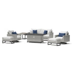 Milo Gray 7 Piece Sunbrella Outdoor Patio Motion Fire Set