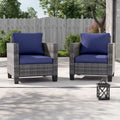 LIVOOSUN 2Pcs Outdoor Seating Sets Patio Grey Rattan Furniture Chair